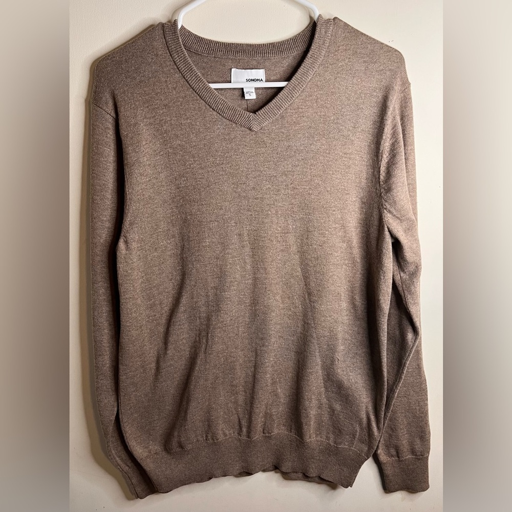Sonoma Men's Brown V-Neck Sweater